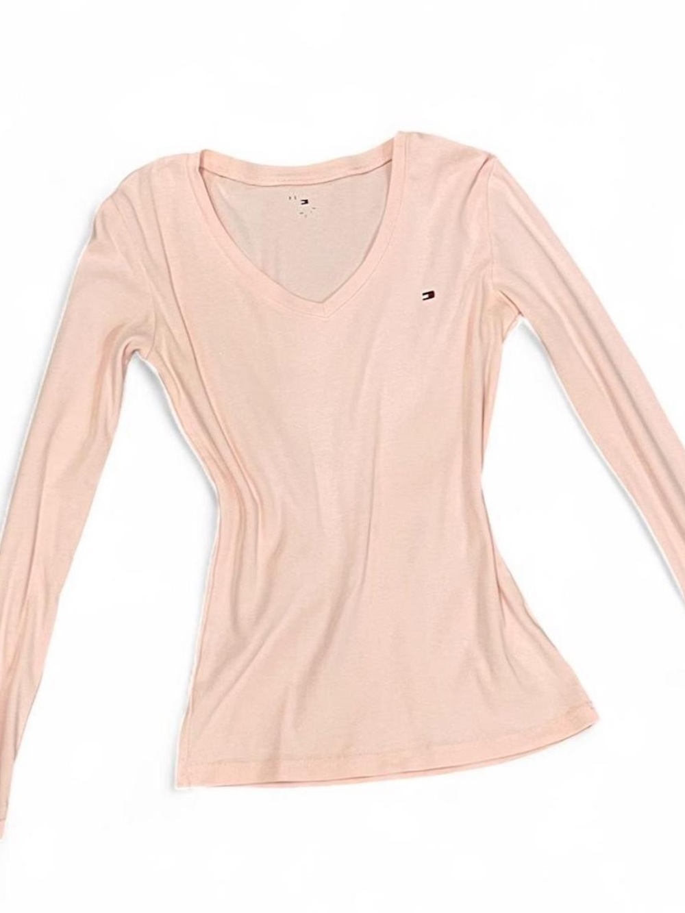 Tommy Hilfiger Pale Pink V-Neck Long Sleeve Tee